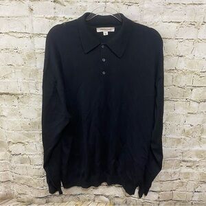 Pronto Uomo Black Extra Fine Merino Wool Long Sleeve Collared Sweater